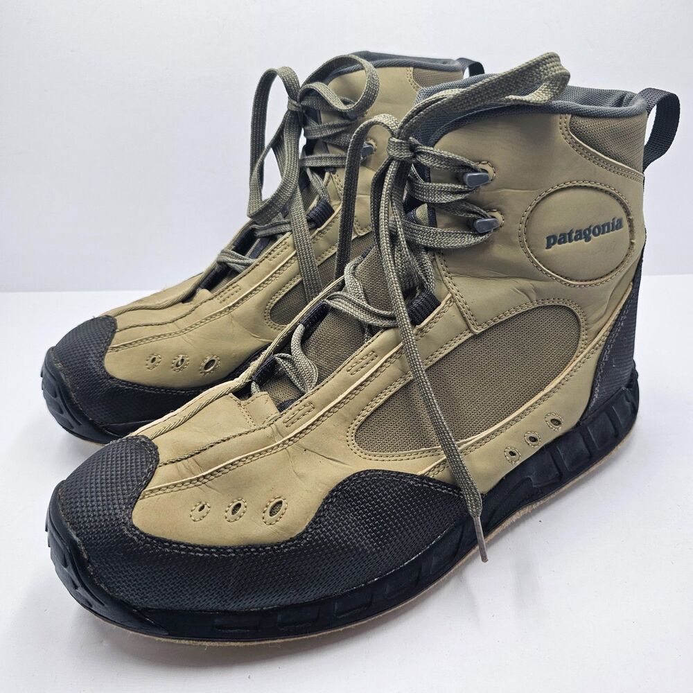 Patagonia Wading Boots Mens 12 Tan Rockstopper Felt Sole Fly Fishing Outdoors